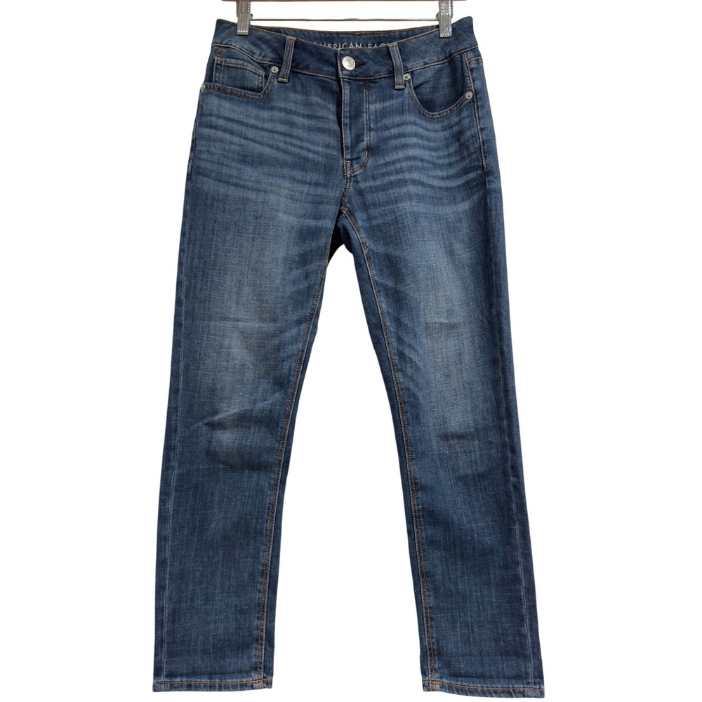 American Eagle‎ Tomgirl Jeans Womens 2 Short Medium Wash Blue Denim